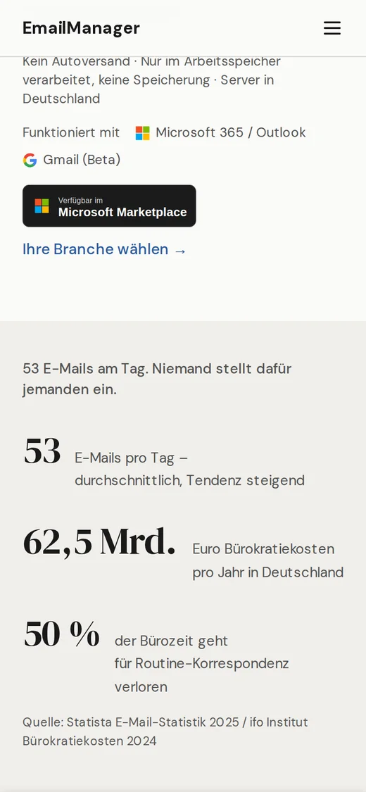 The example on the front page: a draft in the mail client, marked as an example