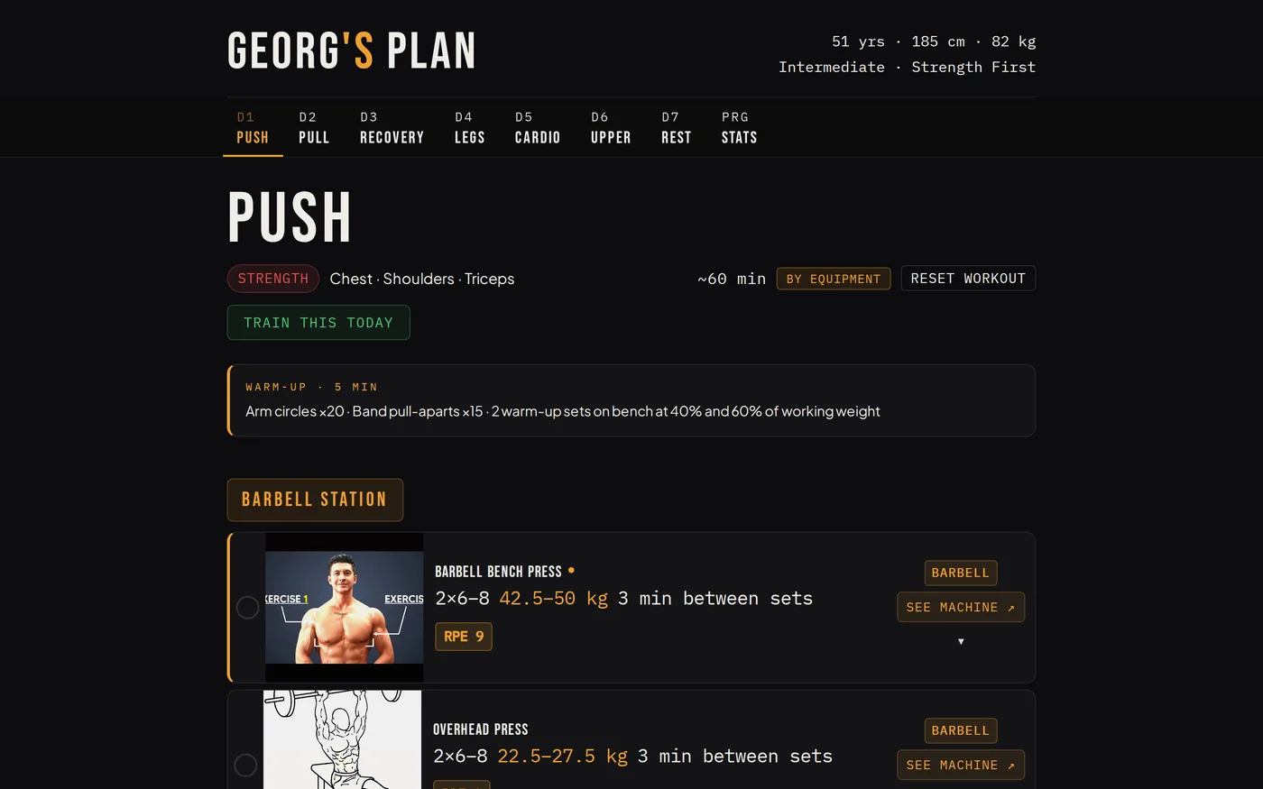 Push day on a desktop screen
