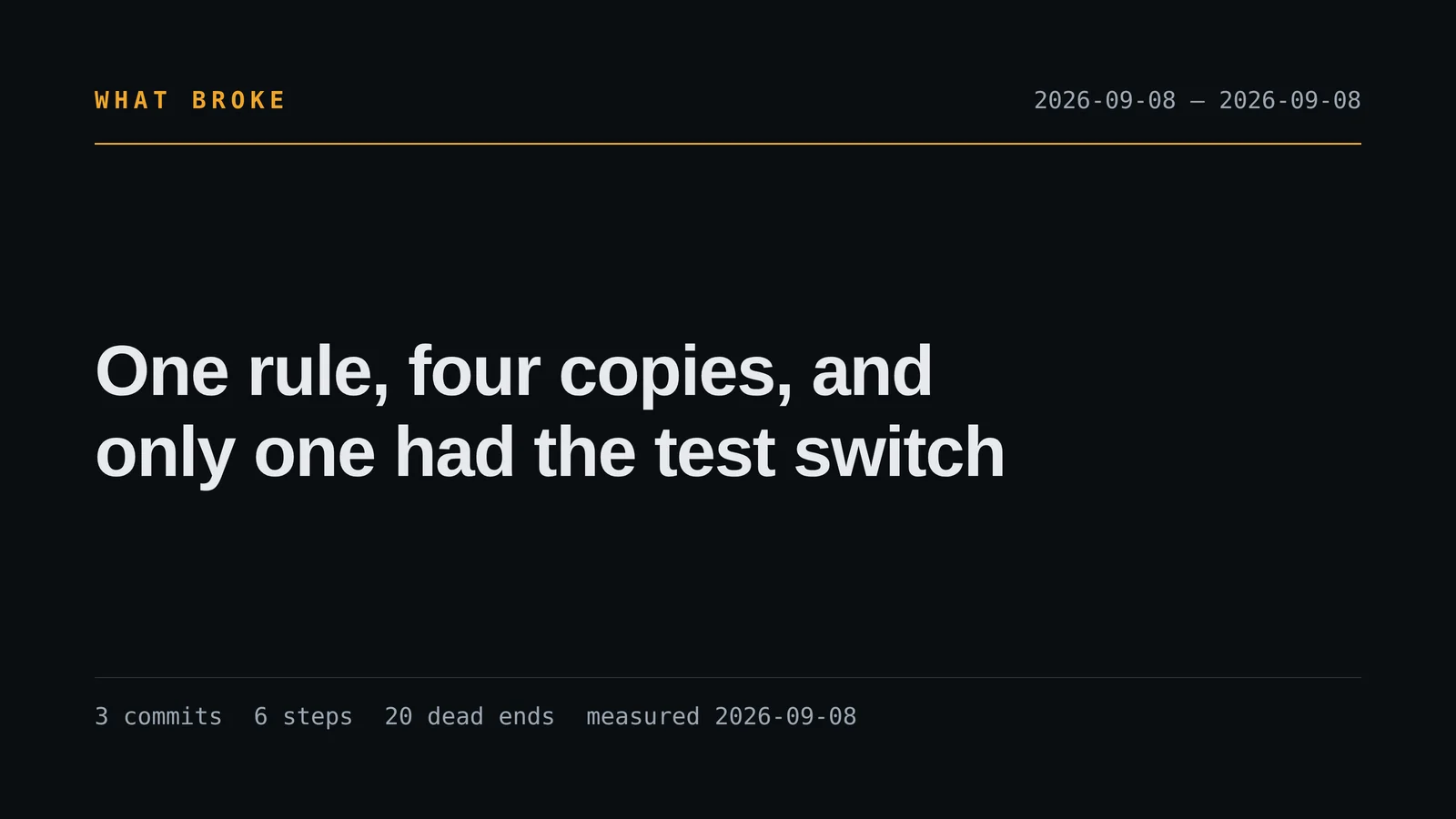 One rule, four copies, and only one had the test switch