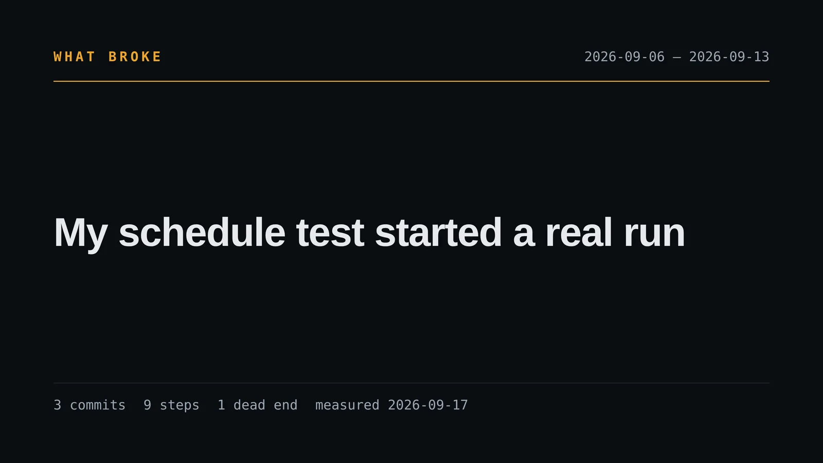 My schedule test started a real run