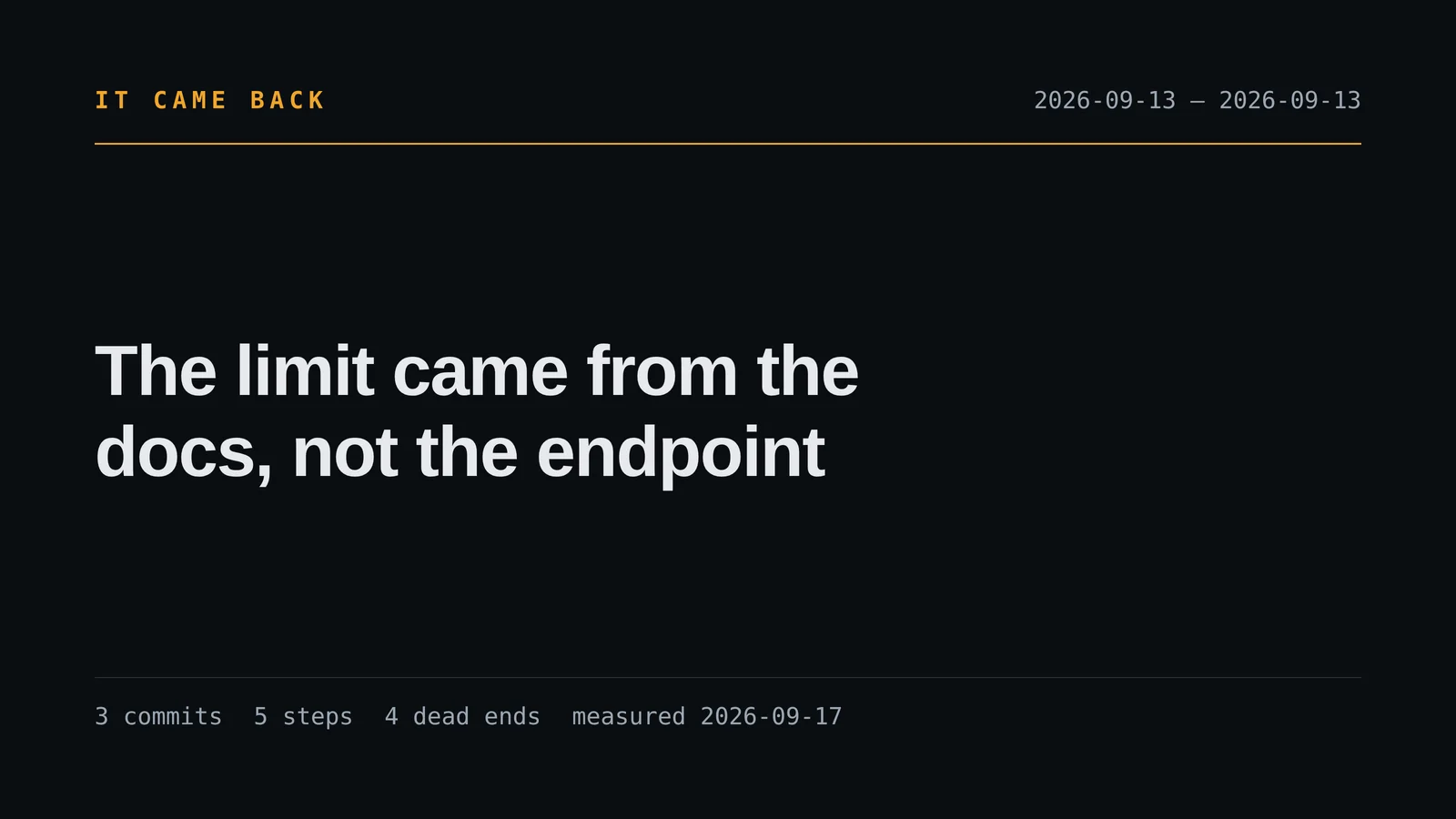 The limit came from the docs, not the endpoint