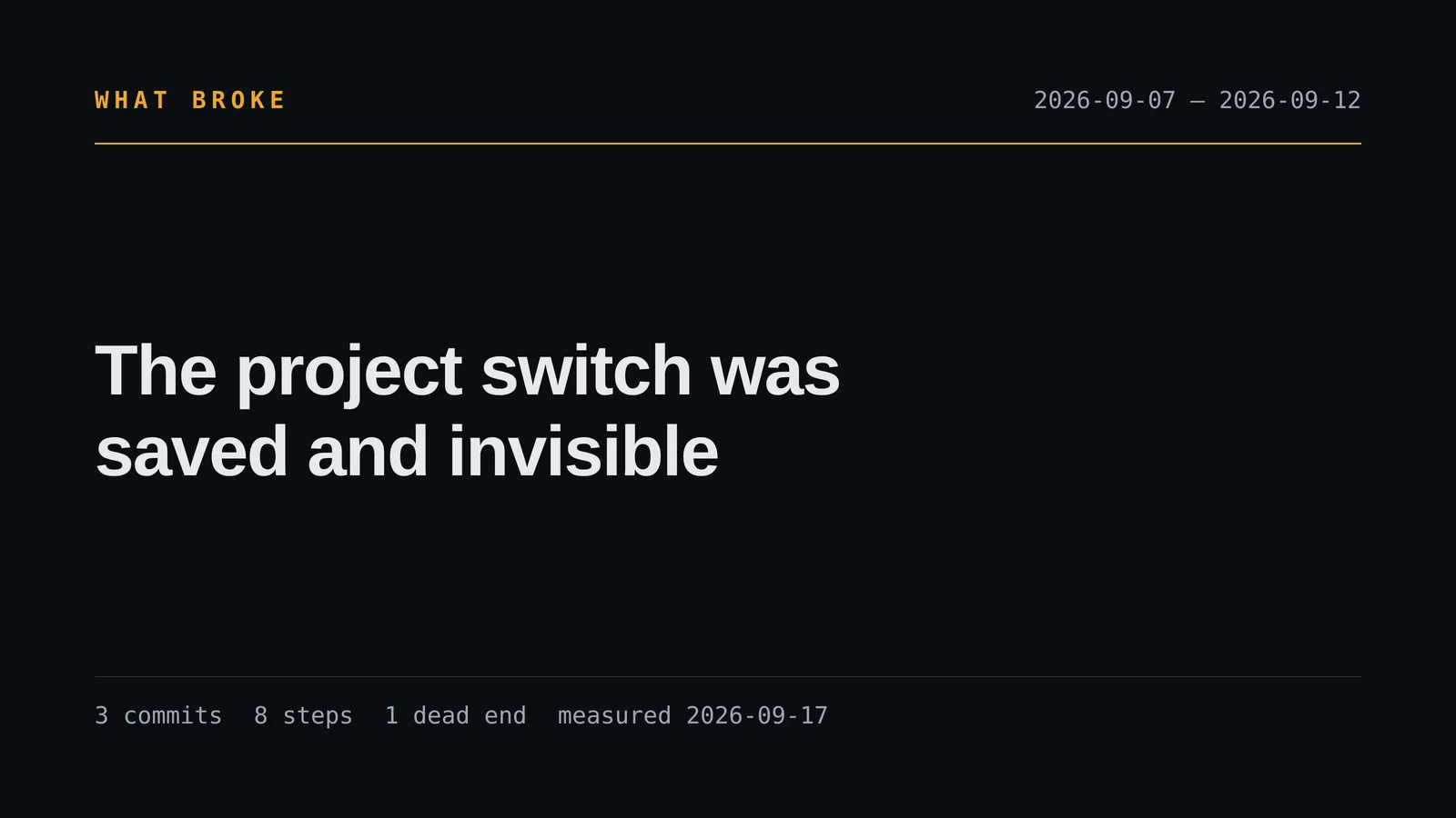 The project switch was saved and invisible