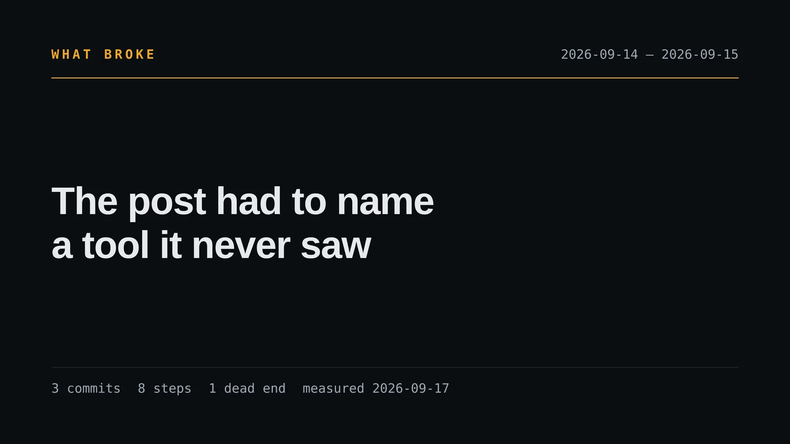 The post had to name a tool it never saw